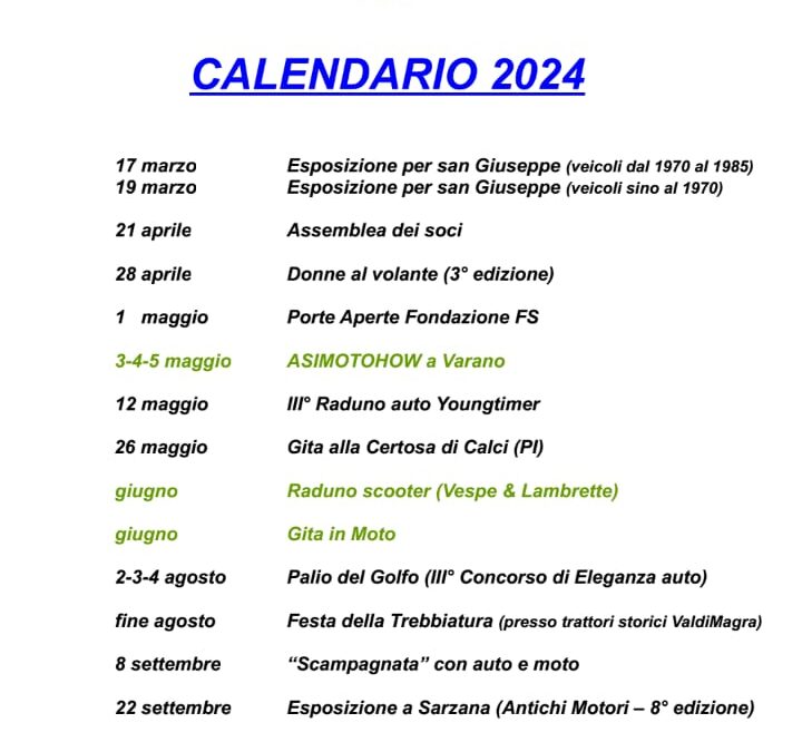 Pubblicato il Calendario 2024!